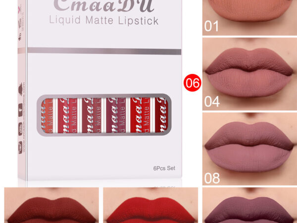 6 Boxes Of Matte Non-stick Cup Waterproof Lipstick Long Lasting Lip Gloss